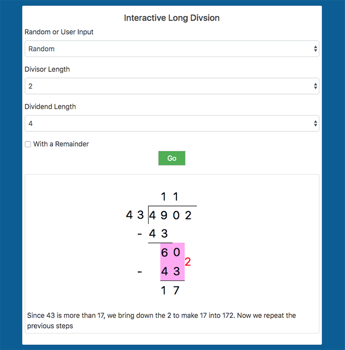 Interactive long division